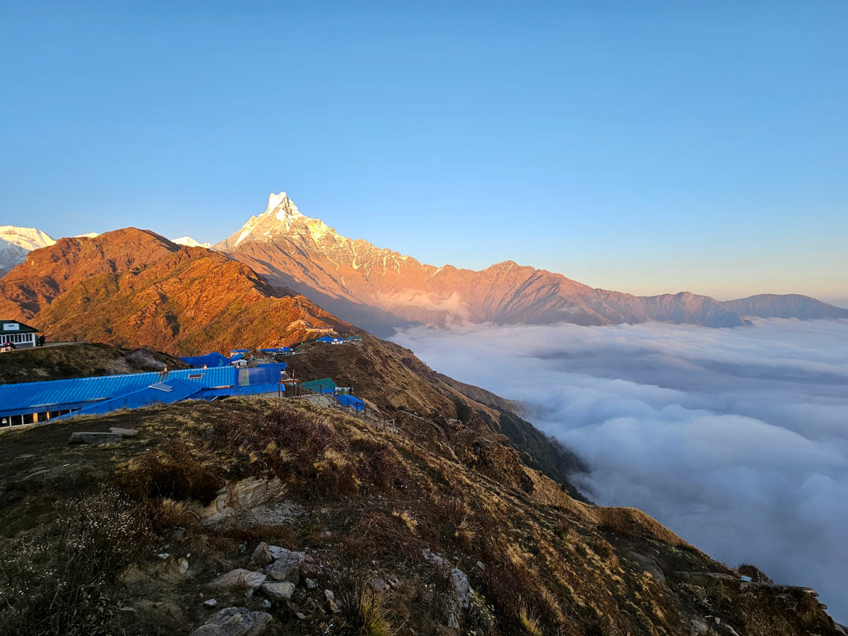 Sunset view from high camp Mardi Himal trek.
